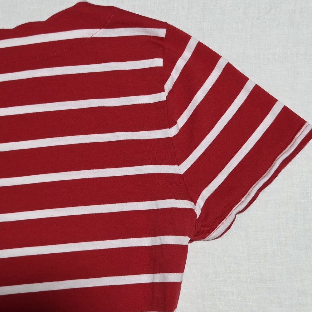 Talbots Scallop Red and White Striped Tee - Picture 9 of 15